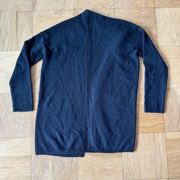 Magaschoni Cashmere Small Cardigan Black Open Long Sleeve Front Pockets - Picture 2 of 6